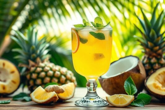 Limonada, gengibre, hortelã