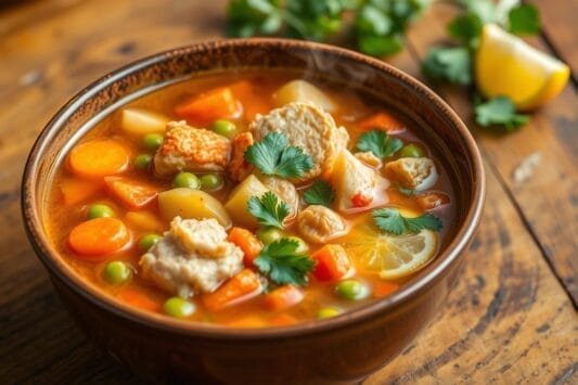 frango, caldo, limão, sopa